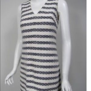 J Crew white and navy striped tweed dress